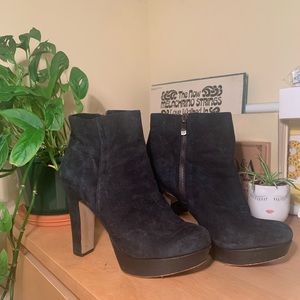 Black suede platform booties